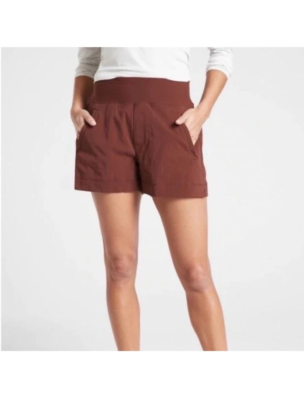 Athleta Trekkie North Short Brown Sz 2 Lightweight Hiking Travel Utility Outdoor